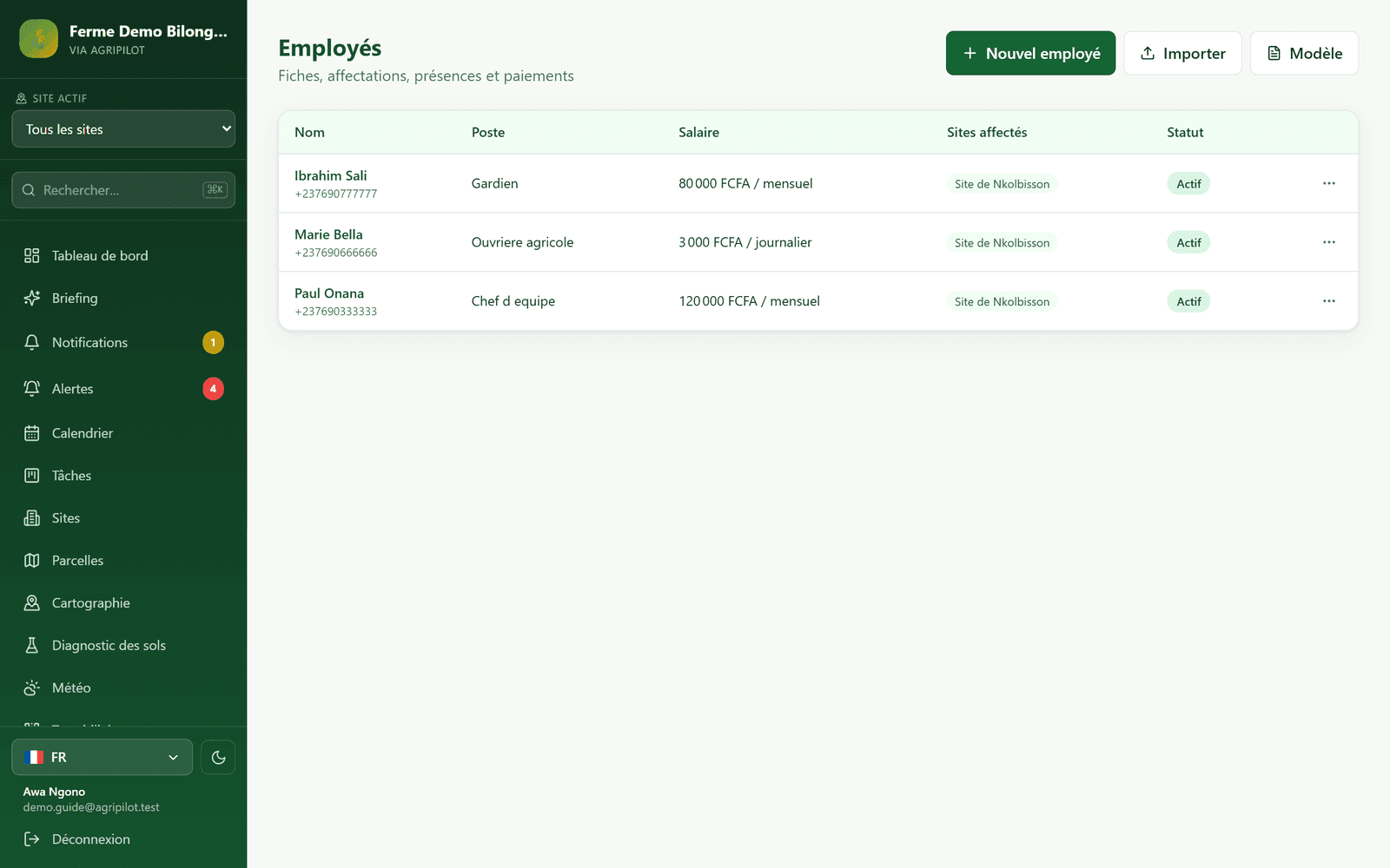 Ressources humaines dans AgriPilot