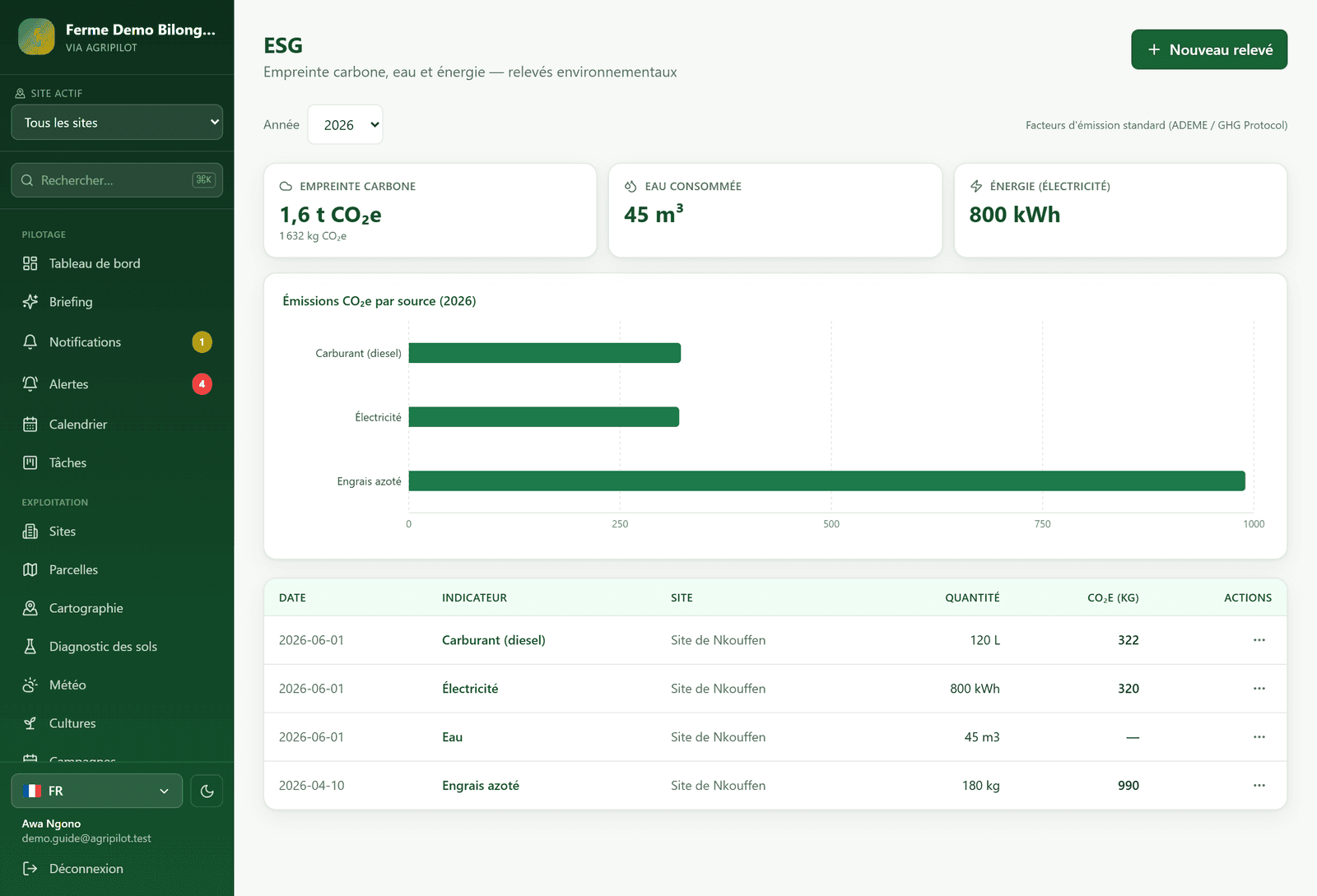 ESG et durabilité dans AgriPilot